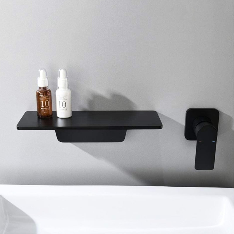 Robinet pour salle de bain en cascade noir mat - Laiton fin, simple pour un contrôle simple de la température et du débit de l'eau, évier à optimisation d'espace avec ajustement pratique et élevé, apparence soignée