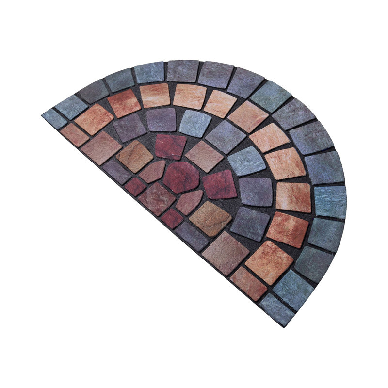  Colourful Halfmoon Doormat, Blue