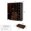 Armoire en bois massif de 200 cm de hauteur (78,7 po) avec 6 portes, 3 tiroirs et tringle à vêtements, blanche-30784244