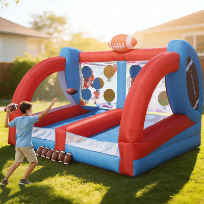 Relance 13 x 11 x 10 pi, jeux de carnaval gonflables avec 6 balles, lancer du ballon avec cible, installation rapide pour l'intérieur / extérieur, fêtes de famille, activités en commun