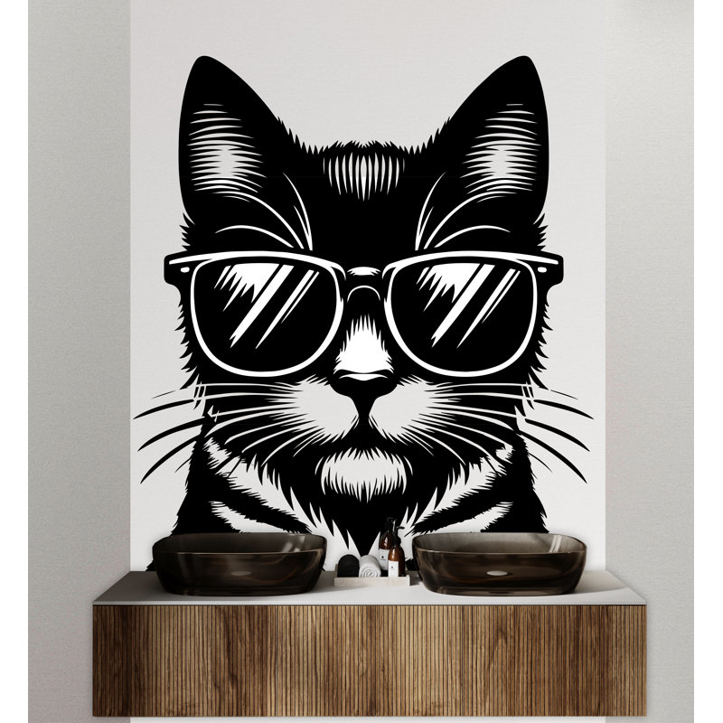 Adhésif décoratif pour chat, chat, chat, enfants, art mural, amoureux des chats, H 40 po x l 35 po, Gris