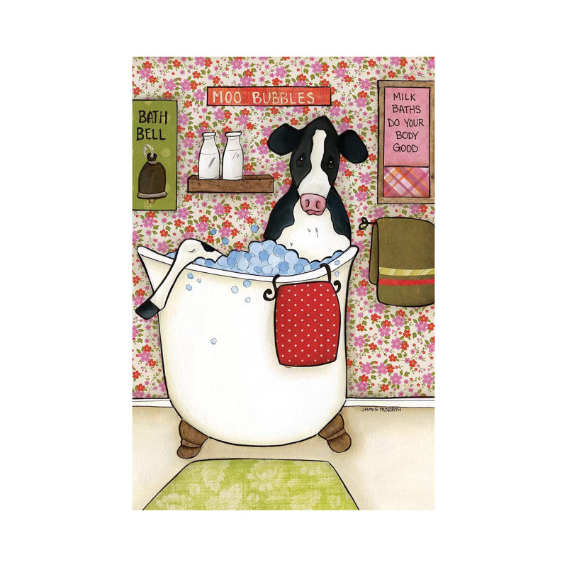 Moo Bubbles by Jamie Morath - Print on Canvas, Wrapped Canvas, 45.72cm H x 30.48cm W x 1.91cm D
