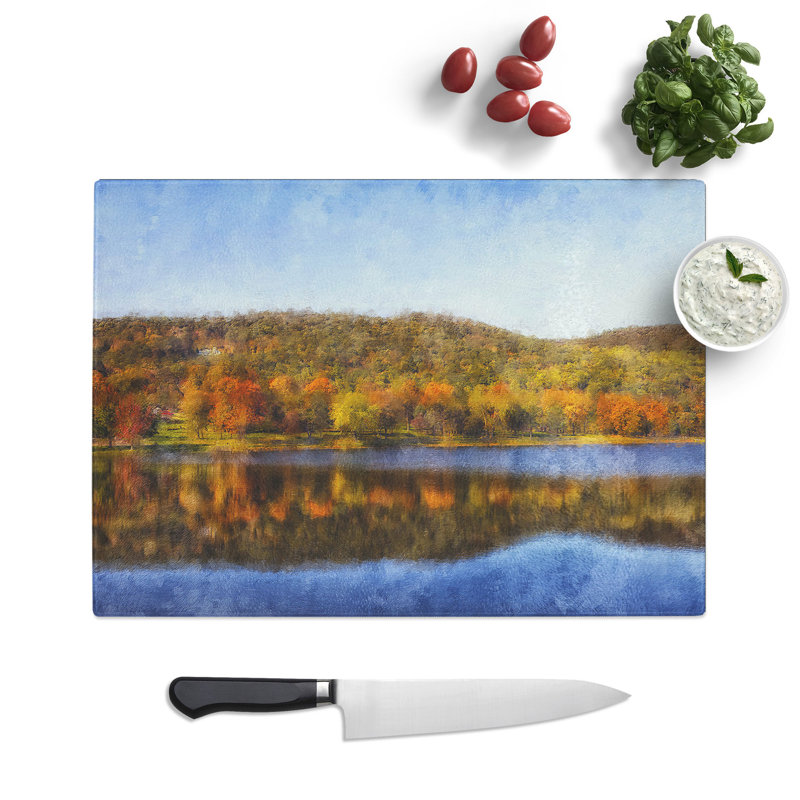 Connecticut Forest and Lake Painting Chopping Board, 0.4cm H x 20cm W x 28.5cm L