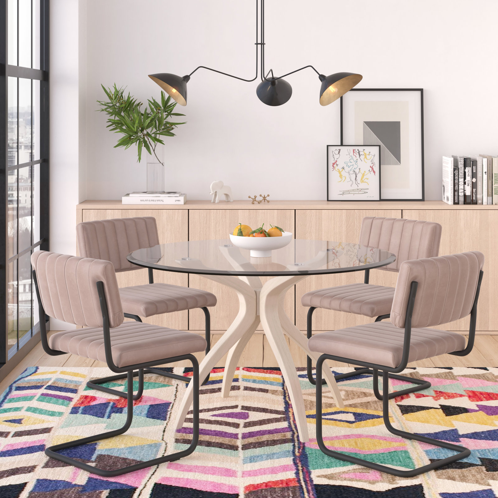 Estes Velvet Dining Chair, Platinum Gray Velvet