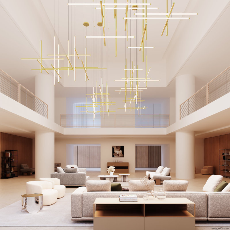 Labyrinth 1 - Light LED Chandelier, Brass
