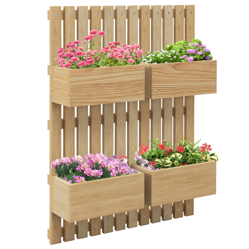 Lit de jardin surélevé avec treillis pour fleurs de vigne et plantes grimpantes Outsunny