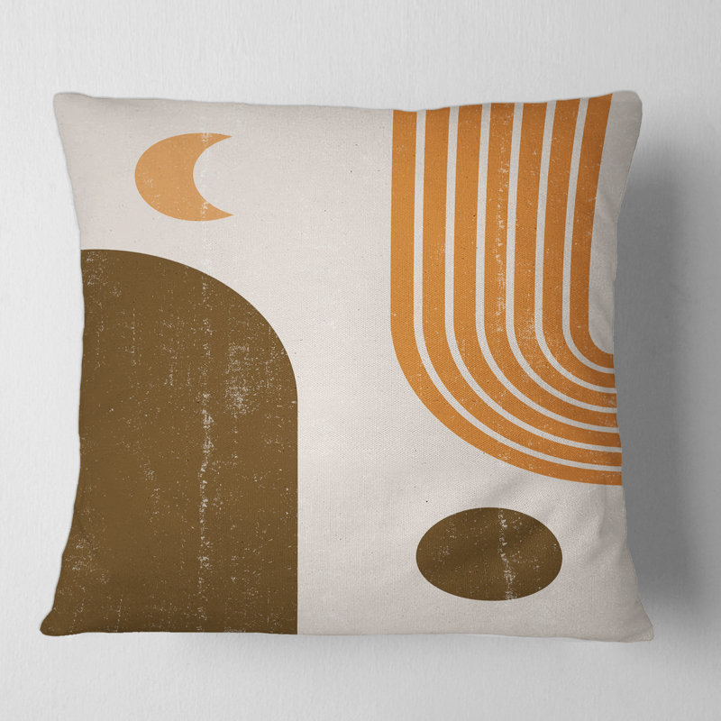 Abstrait géométrique arc-en-ciel dans des tons de terre - Coussin décoratif imprimé moderne, 18" x 18"