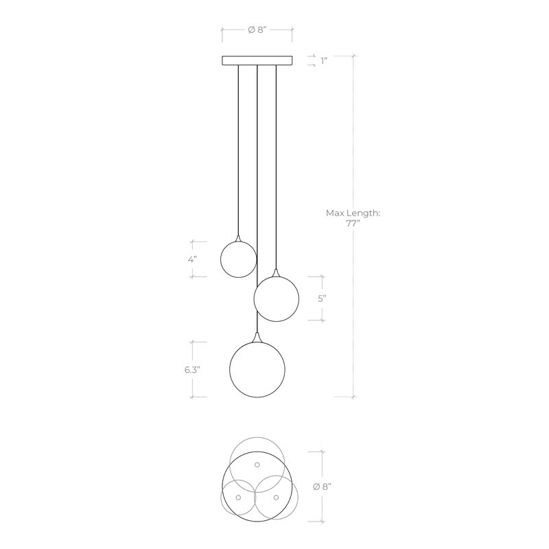 Perla 3 - Light Pendant, Milk White, Satin Nickel