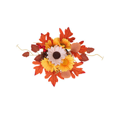Anneaux de bougie d'automne kbndieu, couronne de bougie de moisson d'automne de l'Action de grâce, mini couronne d'automne pour porte d'entrée, décoration de fenêtre de porche