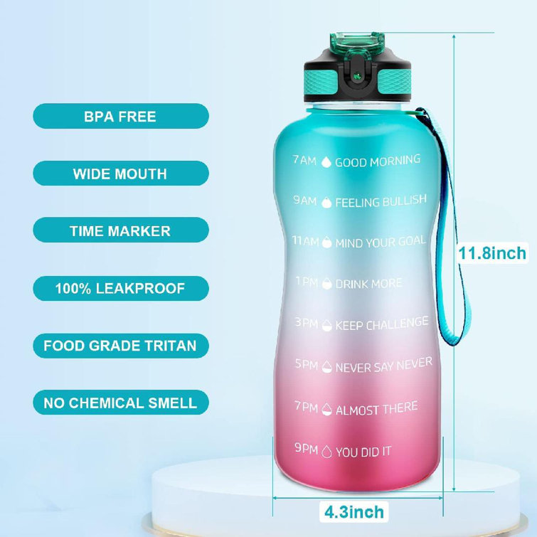 THE GYM KEG Gym Water Bottle 74oz, Half Gallon, Carry Handle