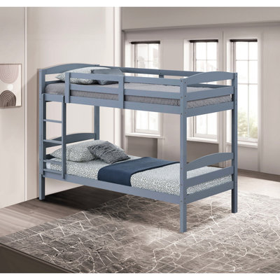 Arch Design Gray Twin Over Bunk Bed, Transitional Style, Solid And Engineered Wood, Insert & Lock Joint, 79 Inches Wide For Bedroom Decor Finish Slat 65 High Essential