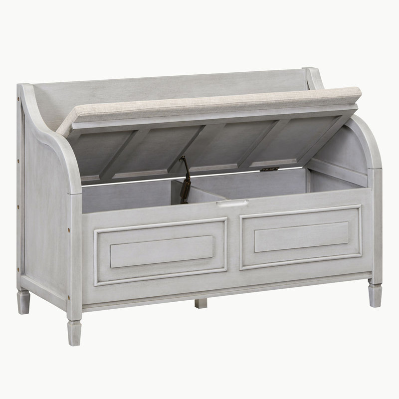 Banc de rangement en bois, Gris délavé