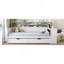 Lit de jour simple en bois avec tablettes de rangement, lit multifonctionnel avec deux tiroirs de rangement et bureau d'étude, blanc antique-360037529-360037530