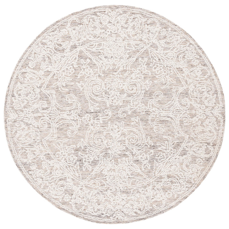 Abstract Hand Tufted Wool Oriental Rug, Round 6'
