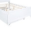 Lit plateforme double avec rangement, tête de lit à DEL, lit gigogne simple, 3 tiroirs, blanc et bois massif et lit de construction avec tête de lit avec rangement, tiroirs pour un sommeil réparateur-1404091277