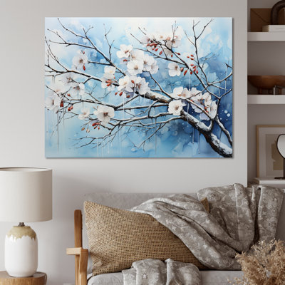 "Blue Blossom On Winter Scenery I", reproduction d'art sur toile