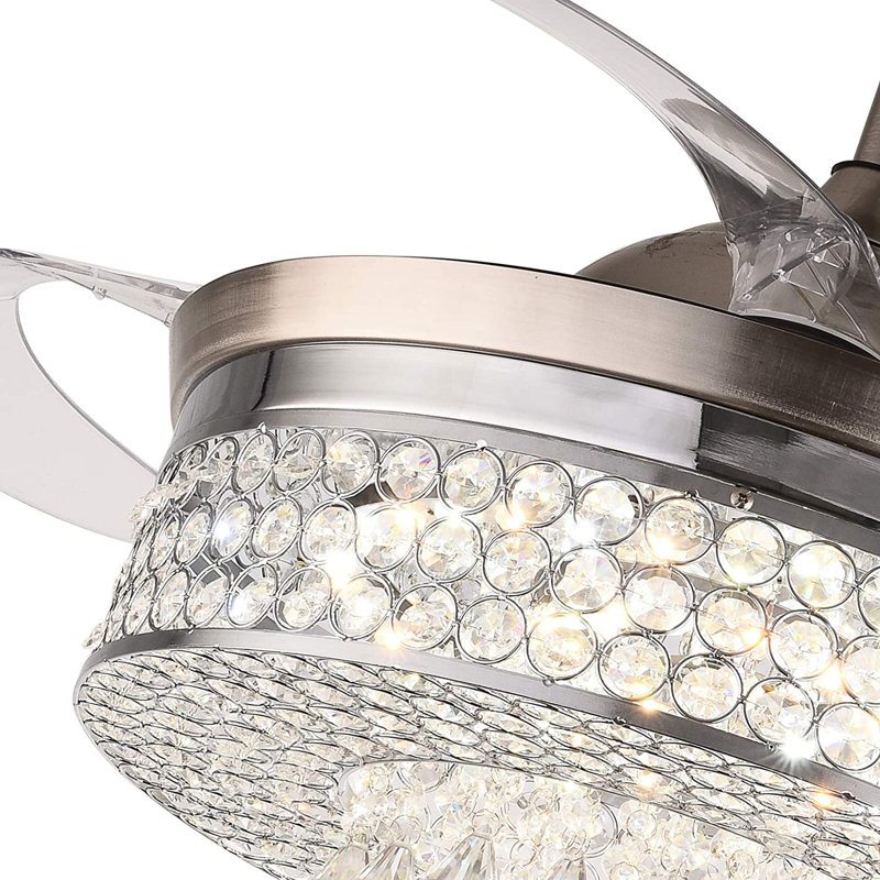 42" Crystal Ceiling Fans With Retractable Blades