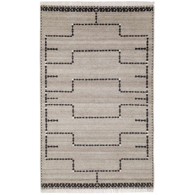 Natural Black Hand-Knotted Rug