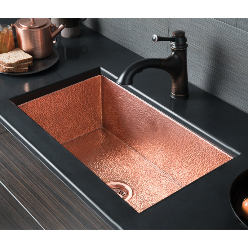 Évier de cuisine encastrable Cocina, Cuivre poli, H 10 po x L 30 po x l 18,5 po