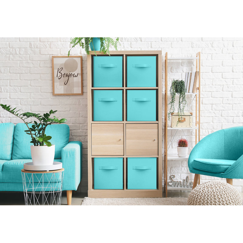 Sorbus 6 Pack 13 Inch Foldable Storage Cubes with Handle- for Organizing Home, Shelves, Nursery, Playroom, Closet and More, Aqua