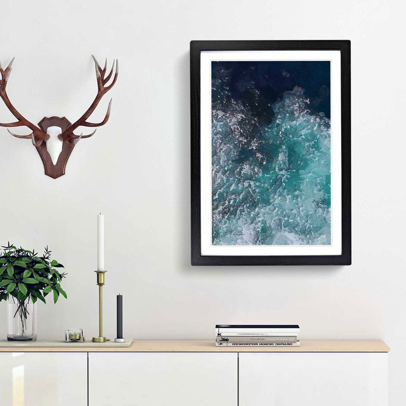 Marbled Waters - Framed Print, 65cm H x 48cm W x 2cm D, Black Framed