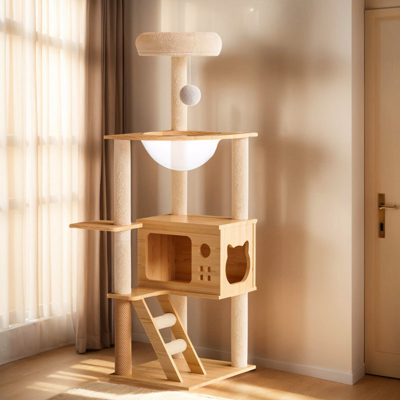 Tour pour chat de 48,8 pouces pour chats d'intérieur, comprenant des poteaux à griffer, de l'acrylique et un arbre de repos de conception moderne avec des chats perchoirs de toutes tailles, confortable