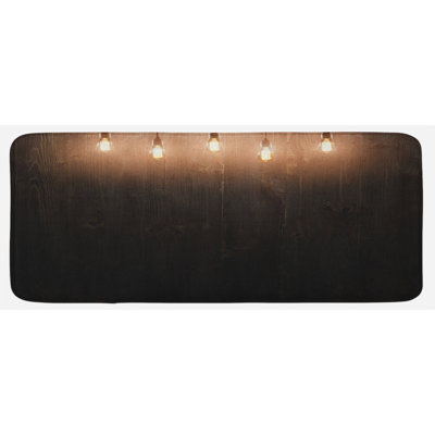 Tapis d’intérieur foncé en bois avec un tapis de cuisine classique et cannelle brun foncé et de l’innovation edison