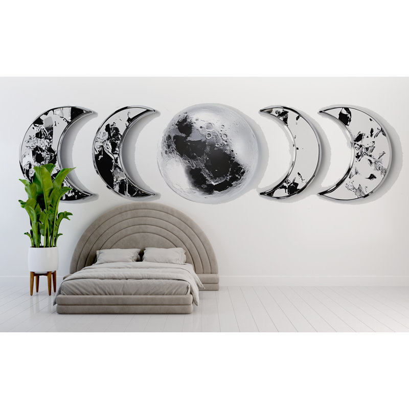 Décoration murale miroir de phase de lune, art mural lunaire, décoration murale de chambre à coucher moderne, décoration de maison céleste, art de lune minimaliste 131Mv
