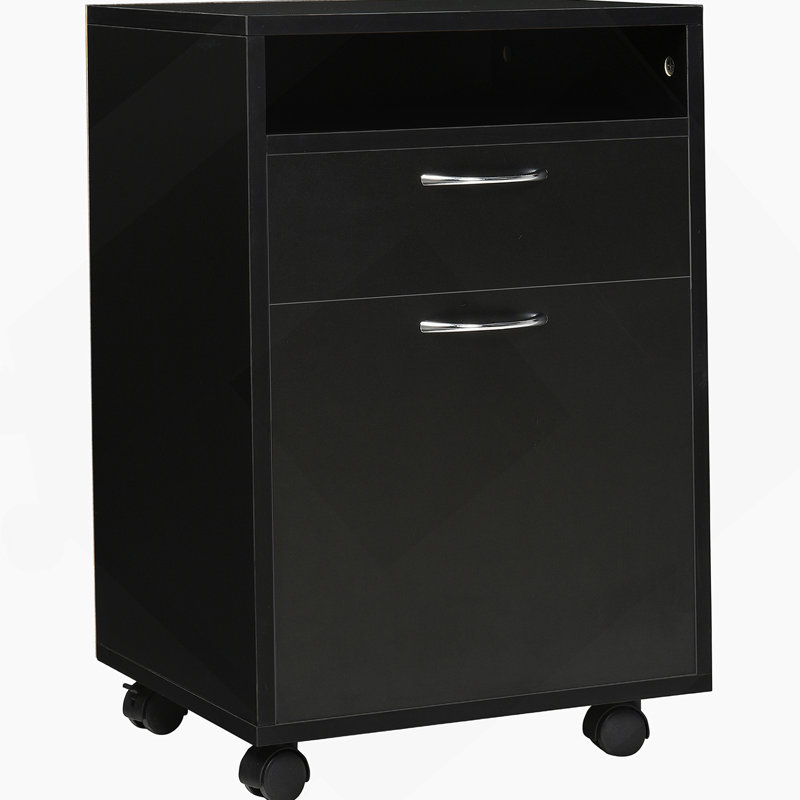 Mobile Storage Cabinet Organizer With Drawer And Cabinet, Printer Stand With Castors,, Black