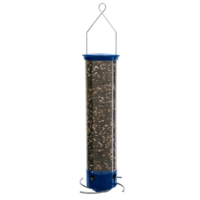 Hanging Tube Bird Feeder, Clear/Blue