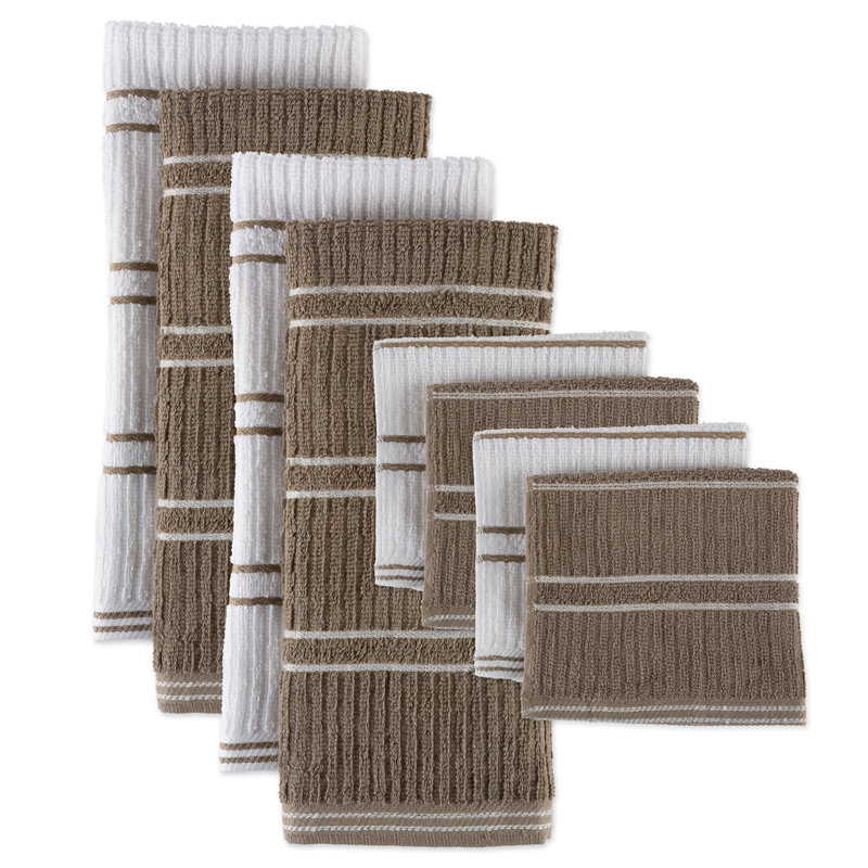 Ribbed Kitchen Towel Linen Set, Mocha