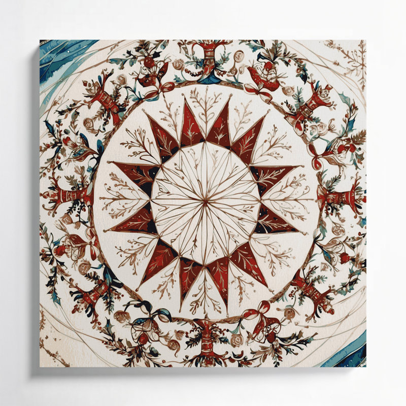 «Christmas Christmas Mandalas», art mural sur toile grise, H 16 po x l 16 po