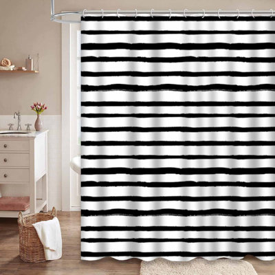 Rideau de douche blanc brossé tendance avec 12 crochets