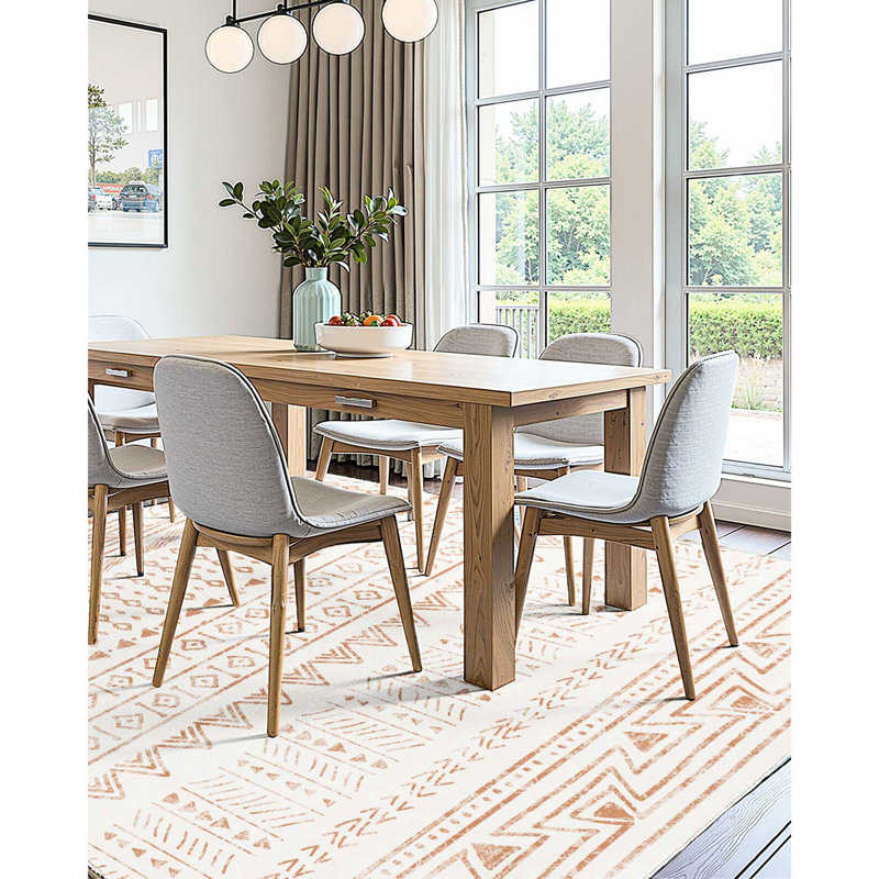 Tapis beige 5 x 8 pi, conception antidérapante, lavable et créant un tapis de sol d'ambiance douillet, surface en velours déchirée, convenant aux espaces de vie