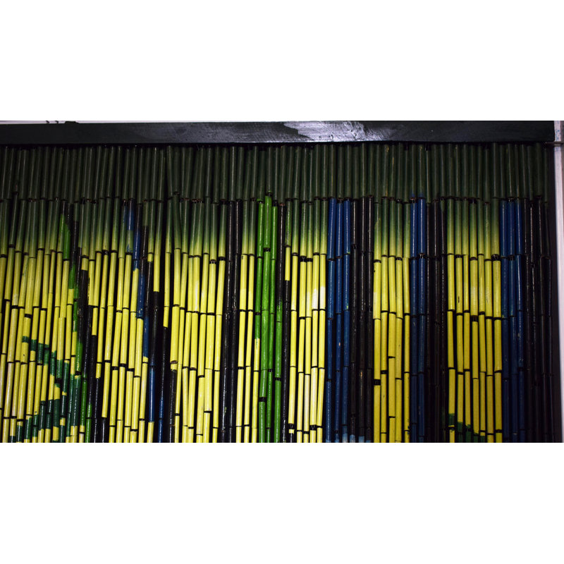 Serenity Zen Bamboo Beaded Curtain Panel with Colorful Design