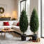 Lot de 2 sapins de Noël artificiels en cèdre de 1,20 m, résistants aux UV, avec branches en PE et embouts en pot, pour la décoration de votre maison ou terrasse pendant les fêtes.