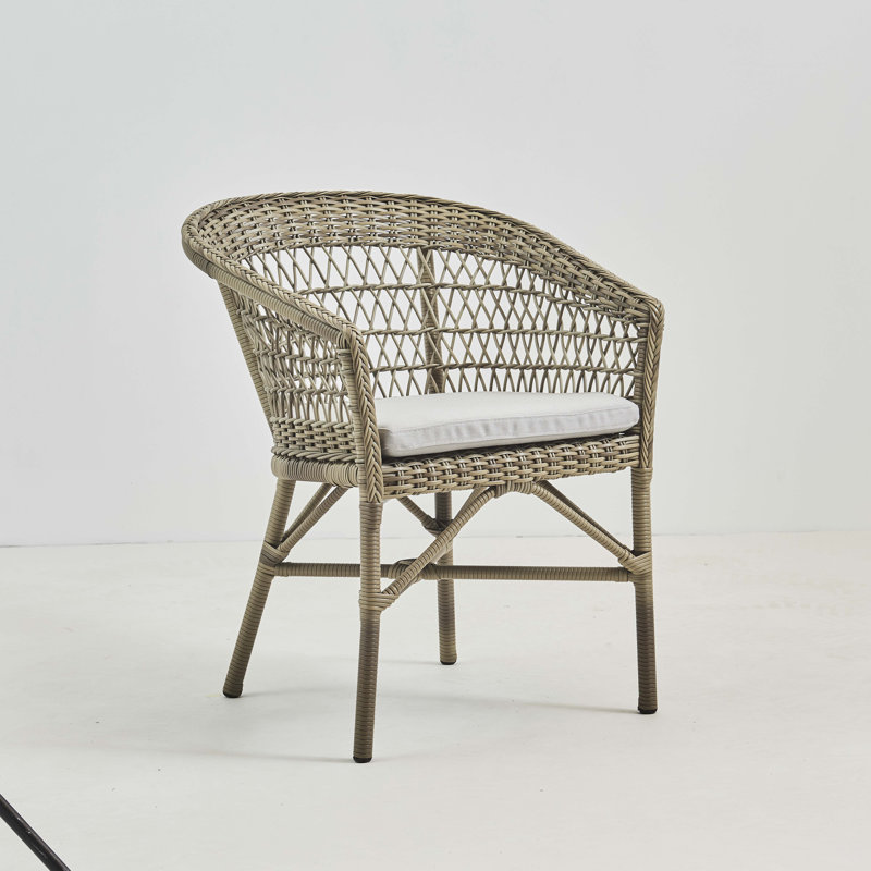 Georgia Garden Outdoor Dining Armchair, Sailcloth Seagull Geometric Sunbrella® Basketweave