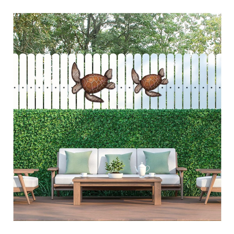 Rustic Sea Turtle Wall Decor Set Brown