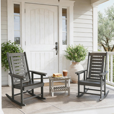 Chaises larges avec accoudoirs, chaises berçantes d'extérieur 2 pièces