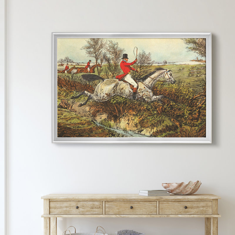 «The English Hunt I», reproduction d'art graphique sur toile, H 26,5 po x l 36,5 po x P 1,5 po, Argent