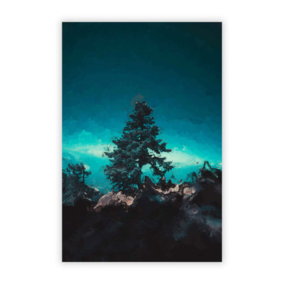 Tree On A Mountain Top - No Frame Print