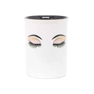 Porte-pinceau de maquillage / organisateur de soins de la peau blanc (jolis cils) / décor de salle de bain / tasse de rangement pour meuble-lavabo. Designs mignons pour la brosse à dents, les bijoux, les supports de bureau pour le bureau personnel ou le