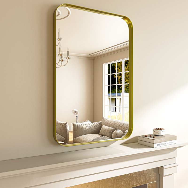 Metal Rectangle Mirror, 24" x 36", Gold