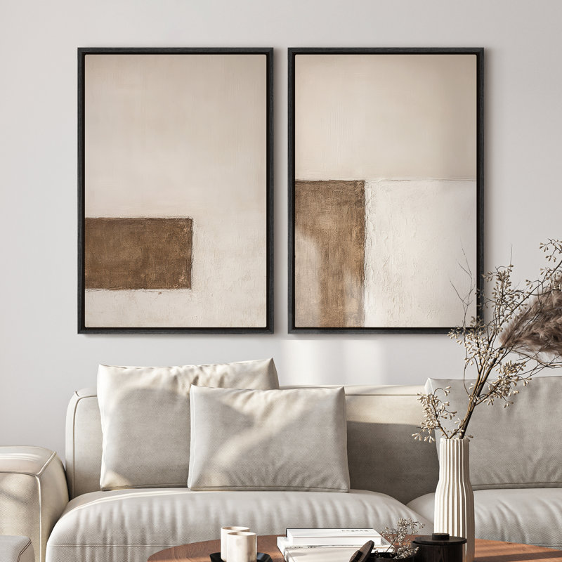 Framed Canvas Wall Art - Vintage Abstract Wall Prints for Bedroom - 16"x24"x2 panels, 36" H x 24" W, Black