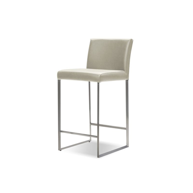 Upholstered Genuine Leather Counter Stool, Wheat