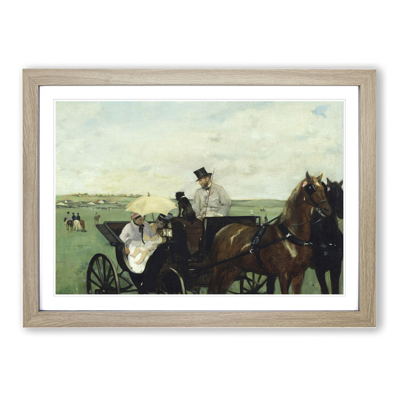 At the Races in the Countryside by Edgar Degas - Picture Frame Graphic Art, Oak Framed, 27cm H x 36cm W x 2cm D