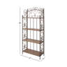 Charlton Home® Hanah Iron Standard Baker's Rack with Wooden Shelves ...