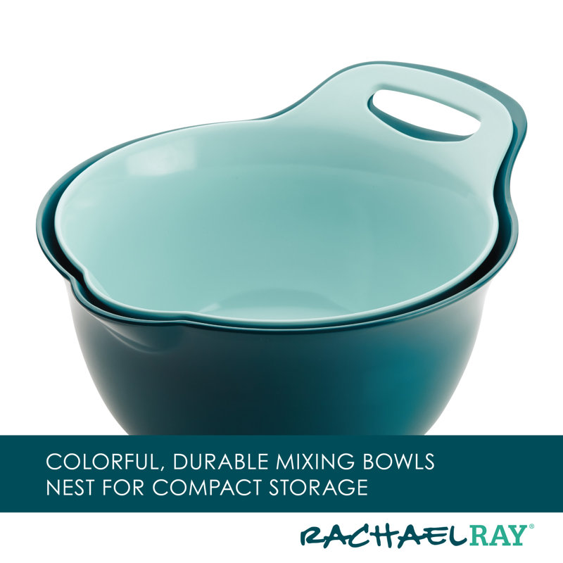 Rachael Ray Tools and Gadgets Nesting Mixing Bowl Set, 2-Piece, Teal