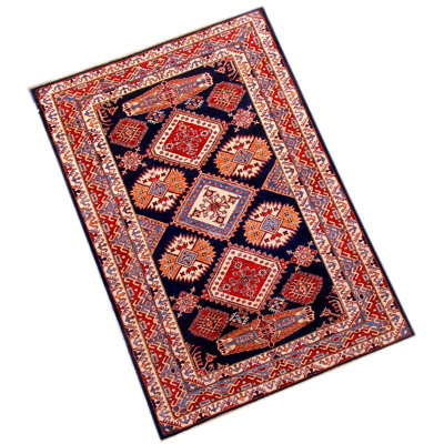 Wool Southwestern Area Rug in Dark Blue/Red/Ivory
