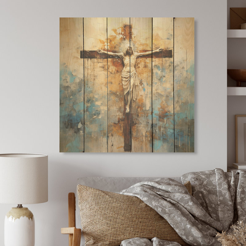 Minimalisme, croix de Jésus religieuse, H 15 po x l 15 po